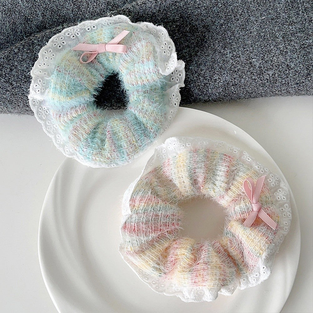 Wool Scrunchie Bow Hair Tie