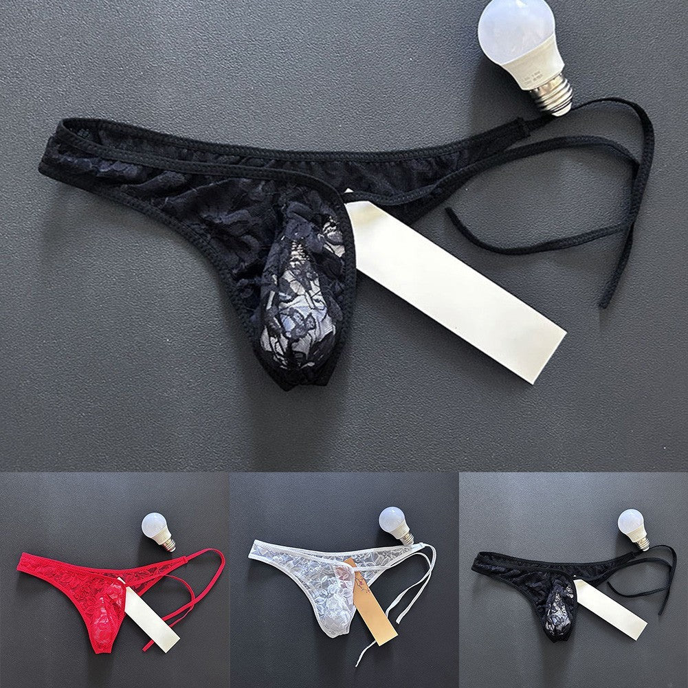Men's Lace Thong Underwear with Side Tie