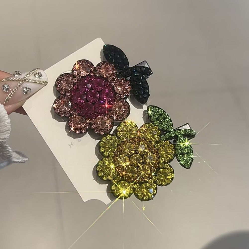 Rhinestone-Adorned Sunflower Hair Clip