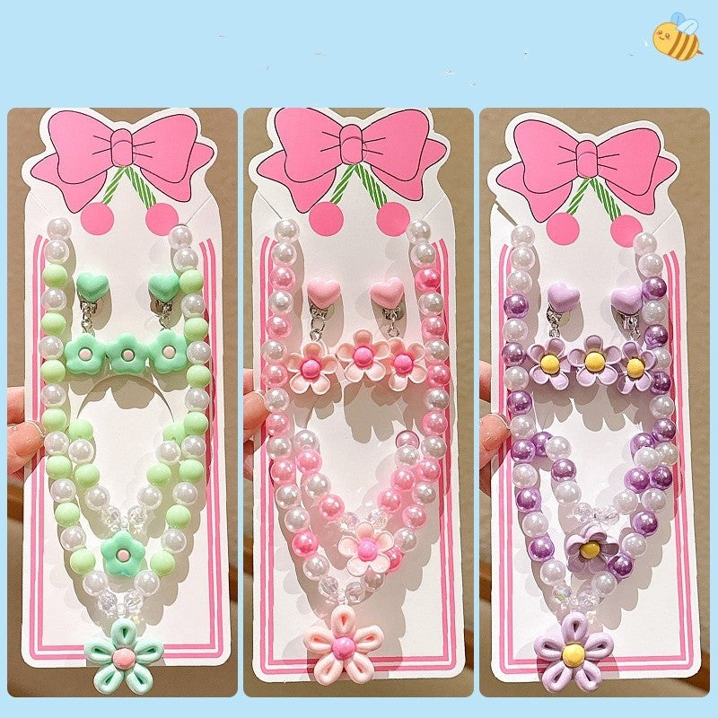 Kids Pearl Necklace with Bloom Design