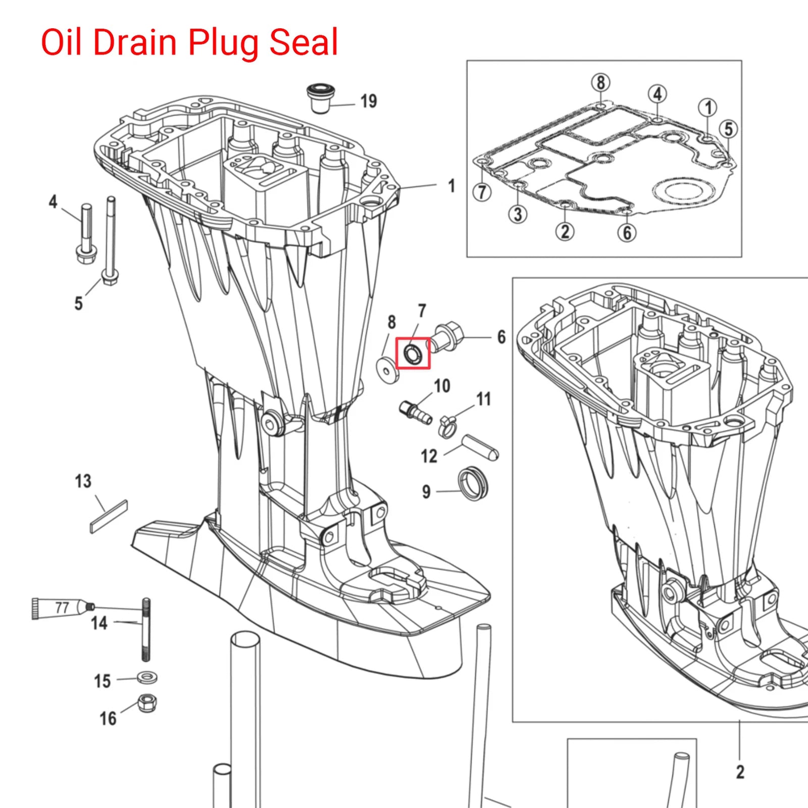 Oil Drain Plug Seal Washer Gasket for Mercury 4-Stroke 35-60HP