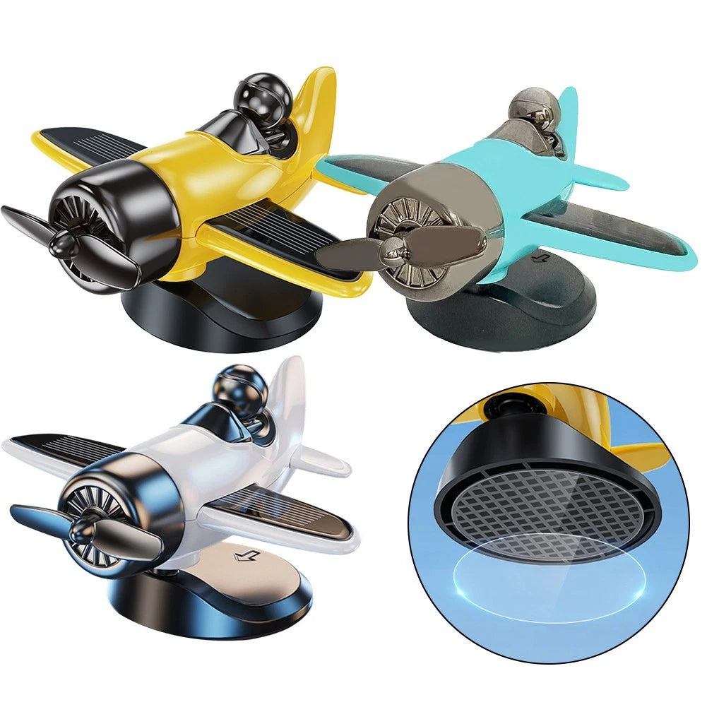Light Sensitive Aircraft Ornament For Cars With Rotating Propeller