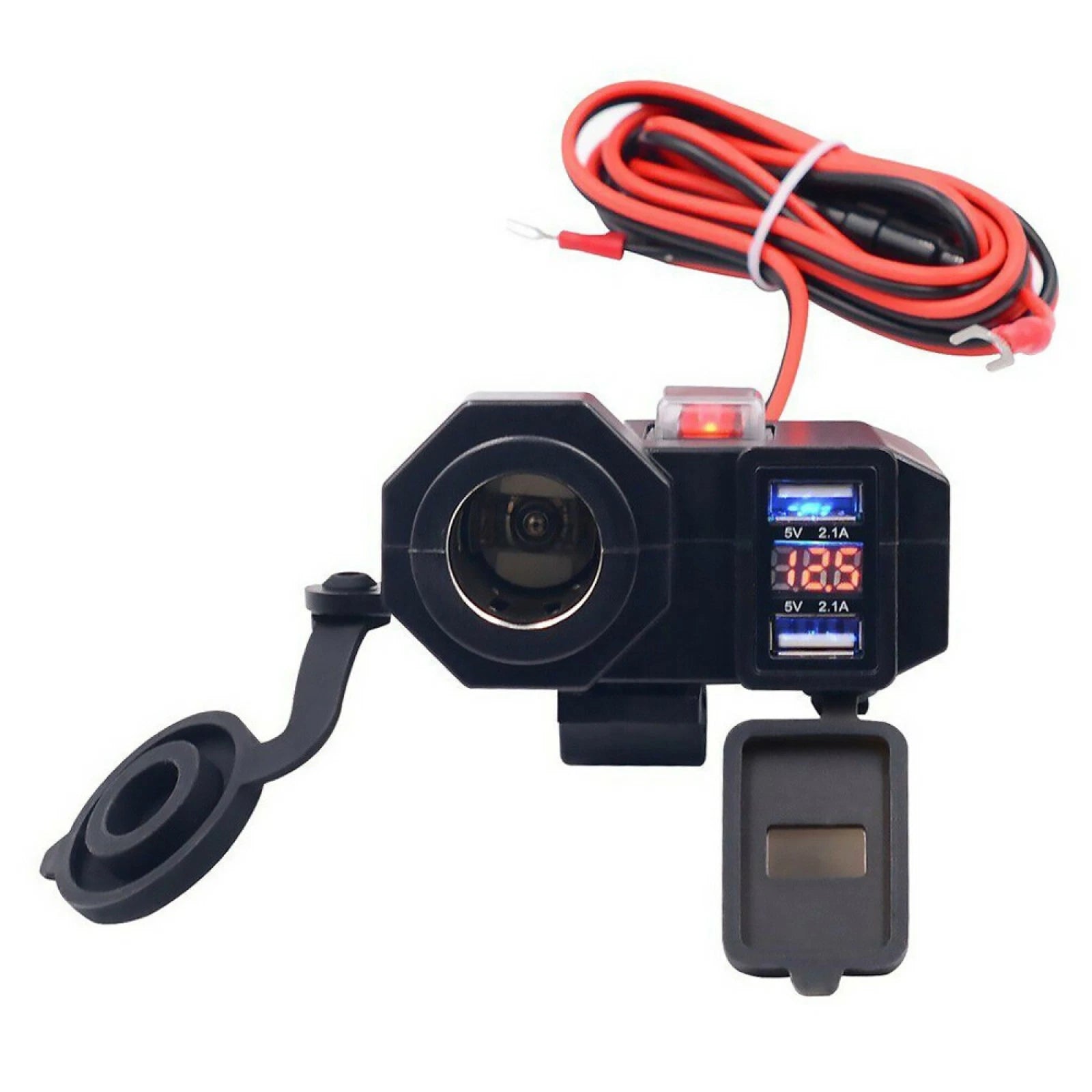 Motorcycle Cigarette Lighter 12V Dual Usb Charger Led Digital