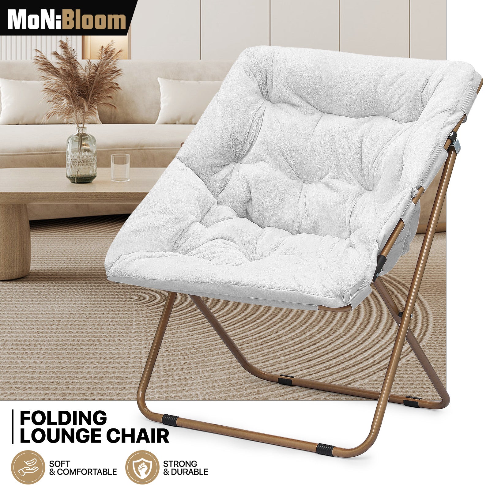 Faux Fur Saucer Lounge Chair in White
