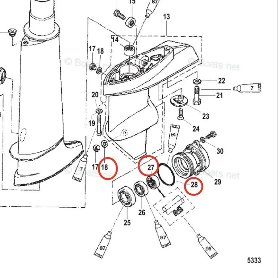 Lower Unit Oil Seal for Mercury Marine Outboard 4-6HP