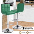 Green Adjustable Swivel Bar Stool with Back