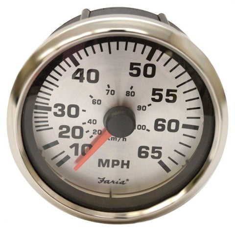 Faria Boat Speedometer 3 1/4 Inch Spun Silver by Faria