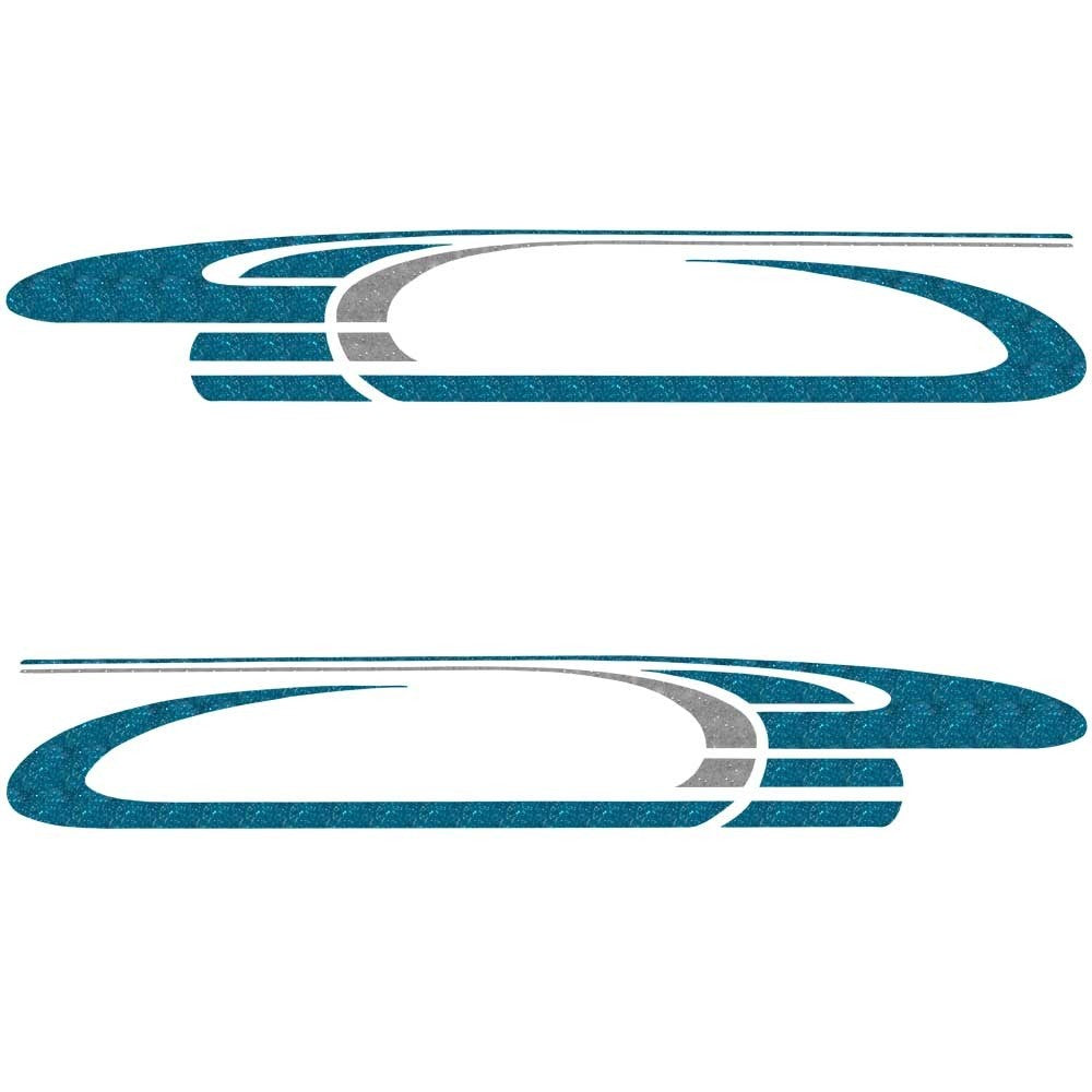 Rinker Boat Graphic Decal Metallic Silver Teal Blue
