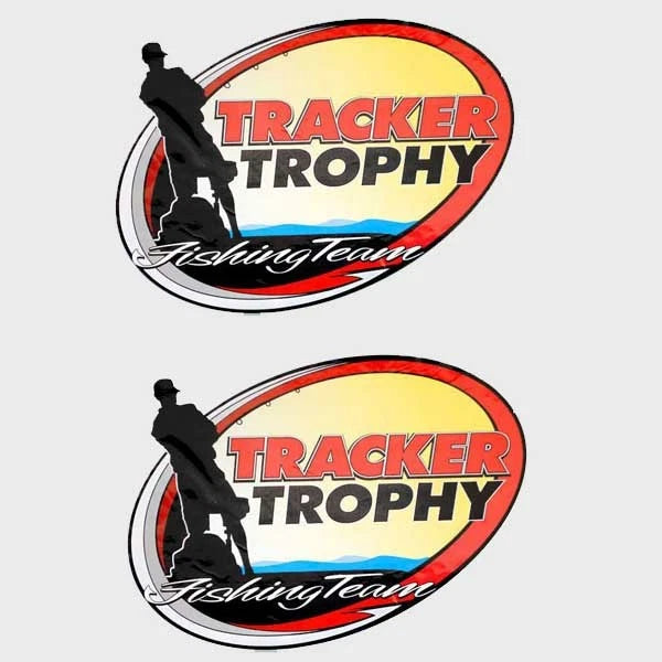 Tracker Boat Trophy Fishing Team Decal Stickers | 12 X 9 Inch (Pair)