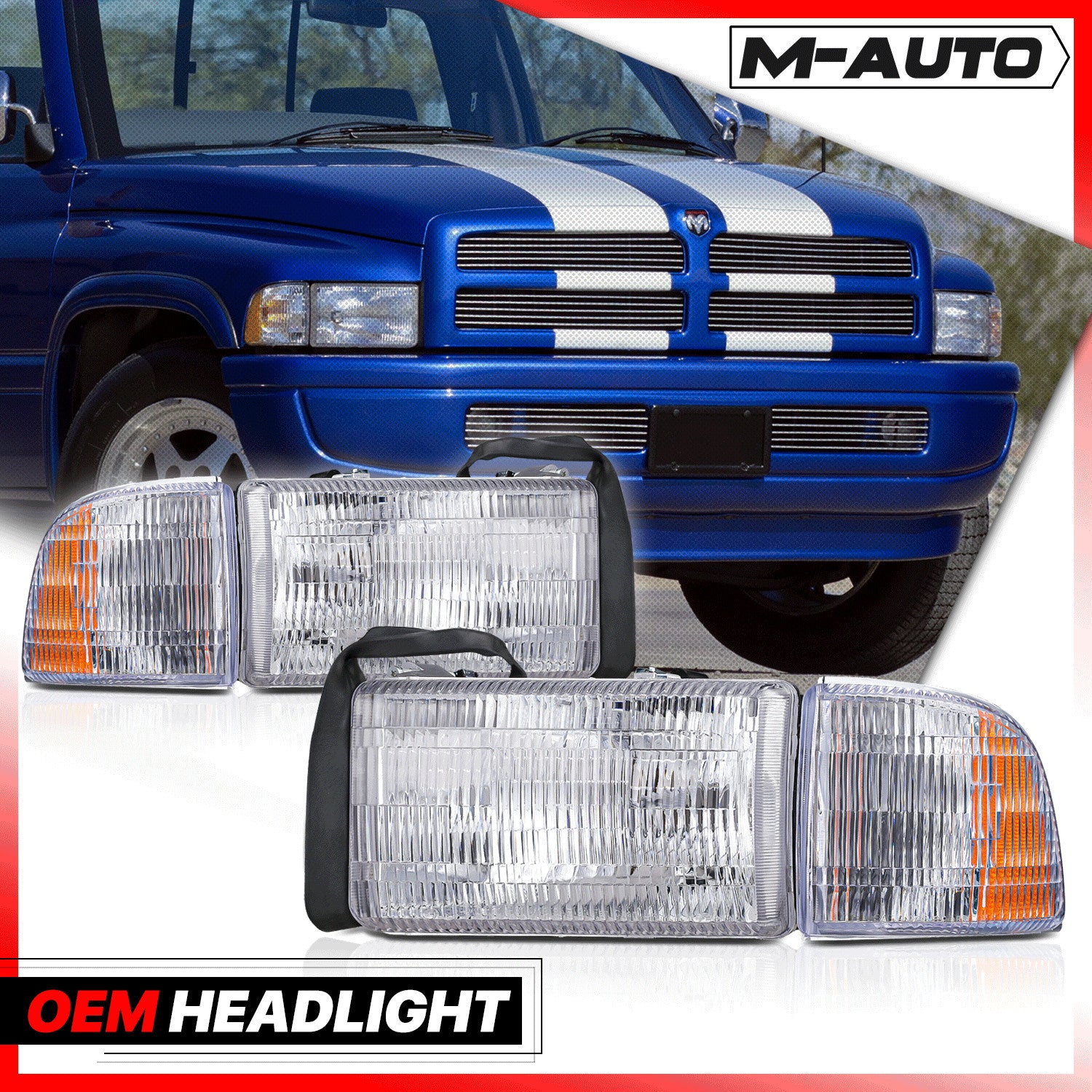 L+R Chrome Crystal Headlight + Signal Corner for 1994-2