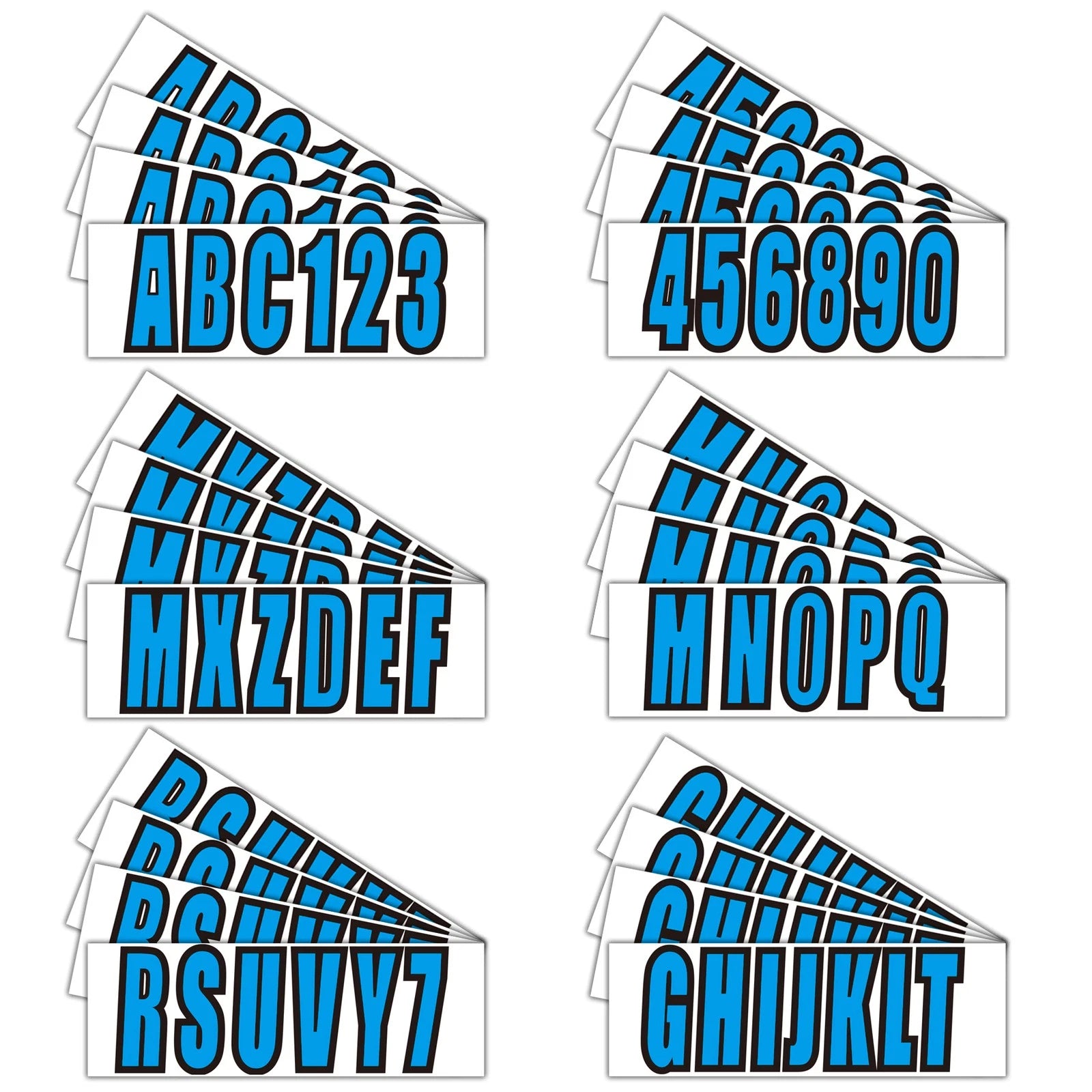 Custom Boat Registration Numbers Blue Decal Sticker Set A-Z & 0-9