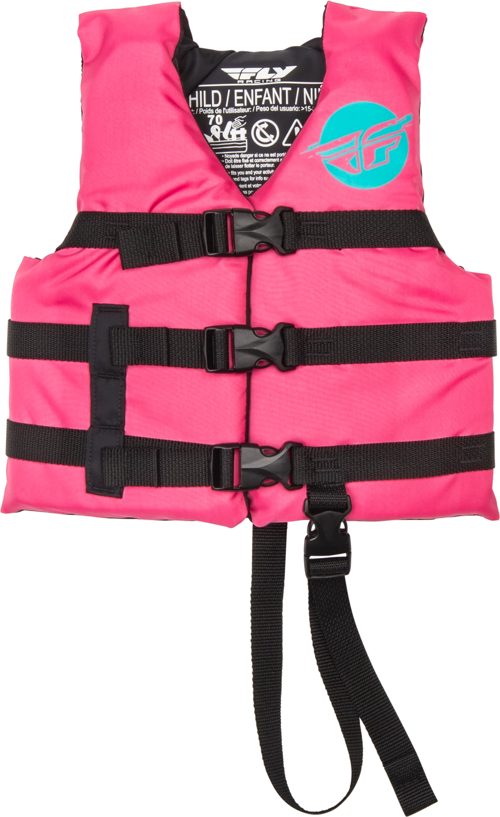 Fly Racing Child Flotation Vest Neon Pink & Teal - Us Coast Guard
