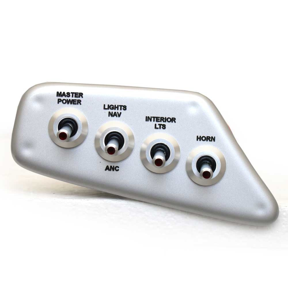 Lund Boat Toggle Switch Panel 2239732 | 6 x 2 5/8 Inch Silver PlasticO