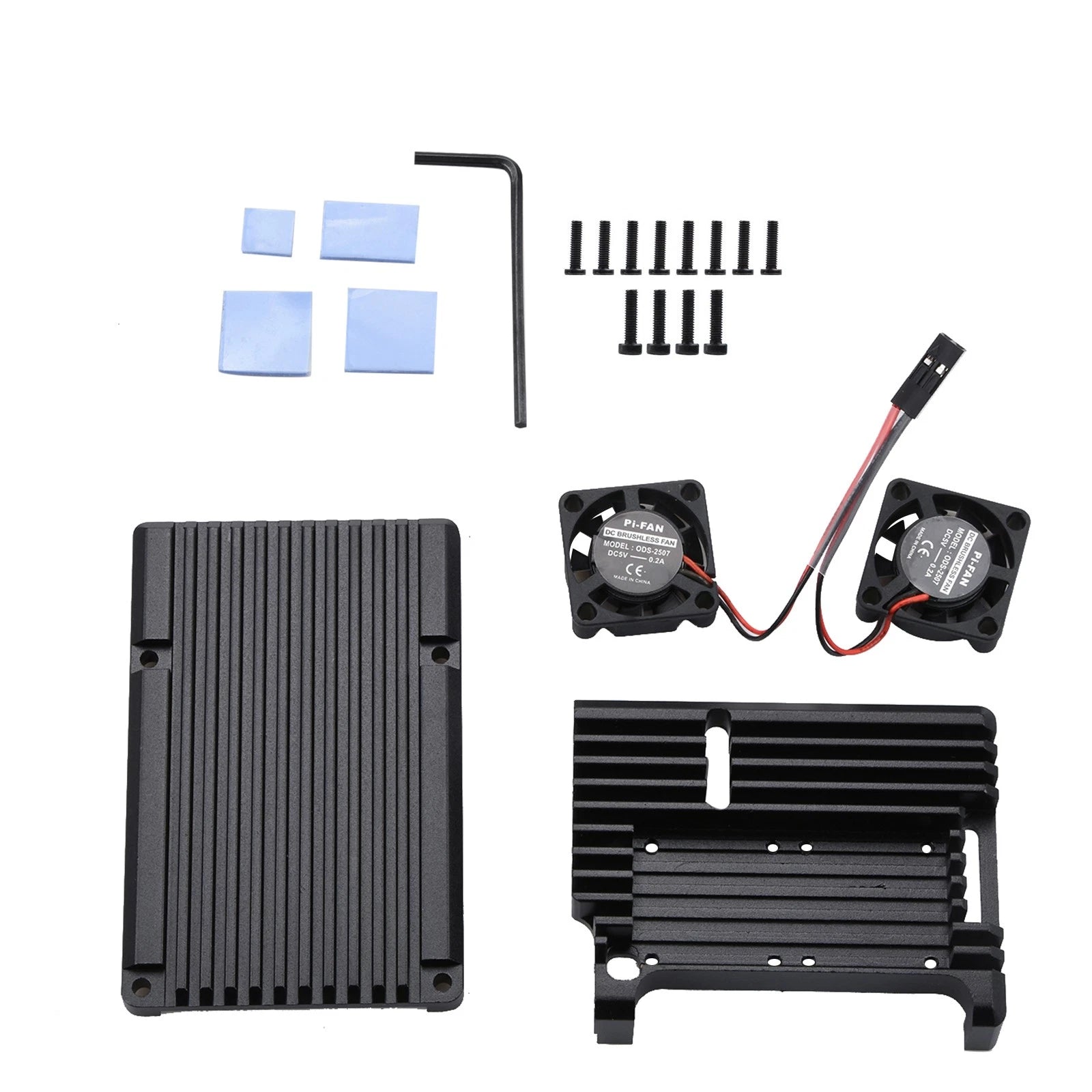 Metal Black Case Shell Box W/ Dual Fan Heatsink For Raspberry Pi 4