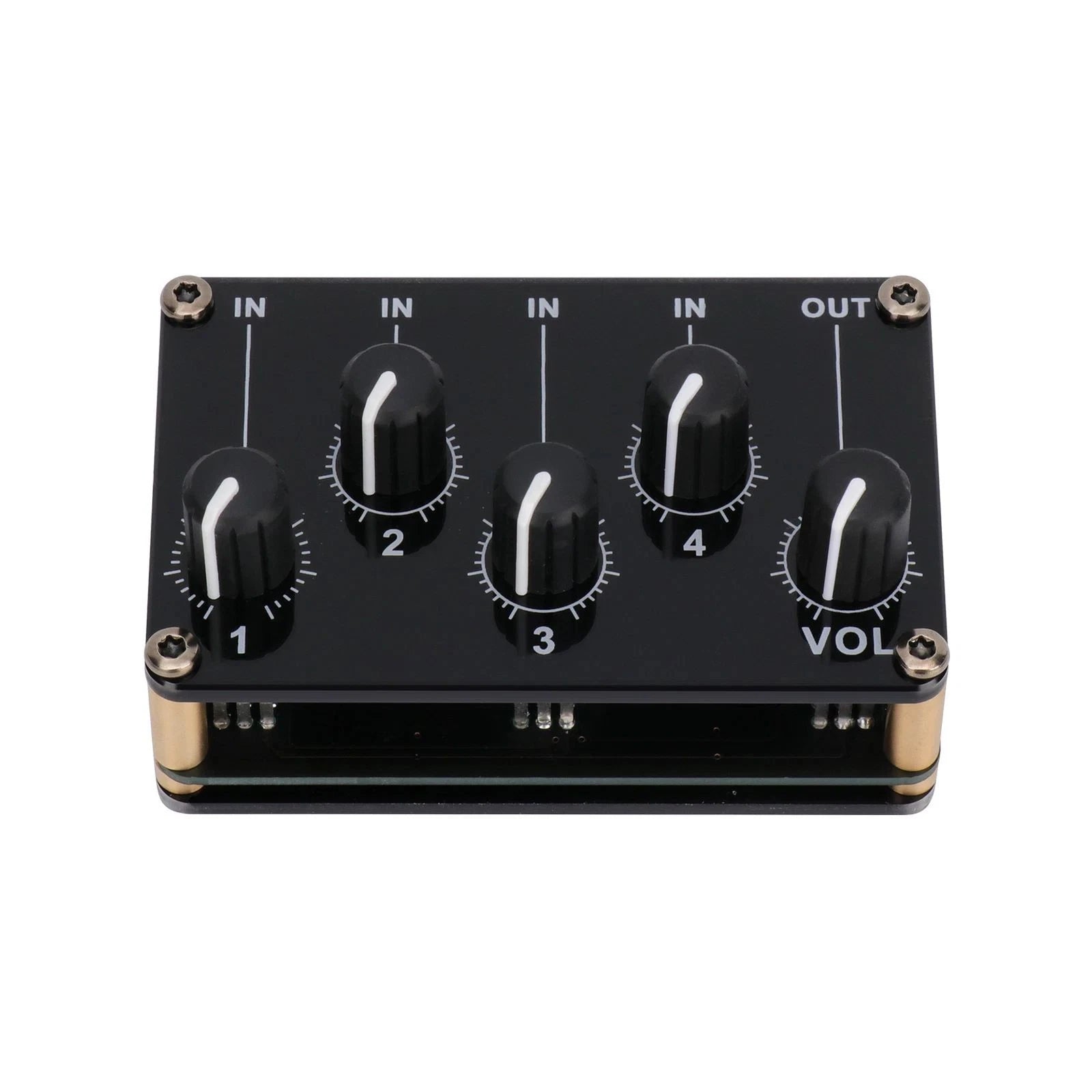 4 Channel 3.5mm Portable Stereo Audio Mixer Easily Connect To Video