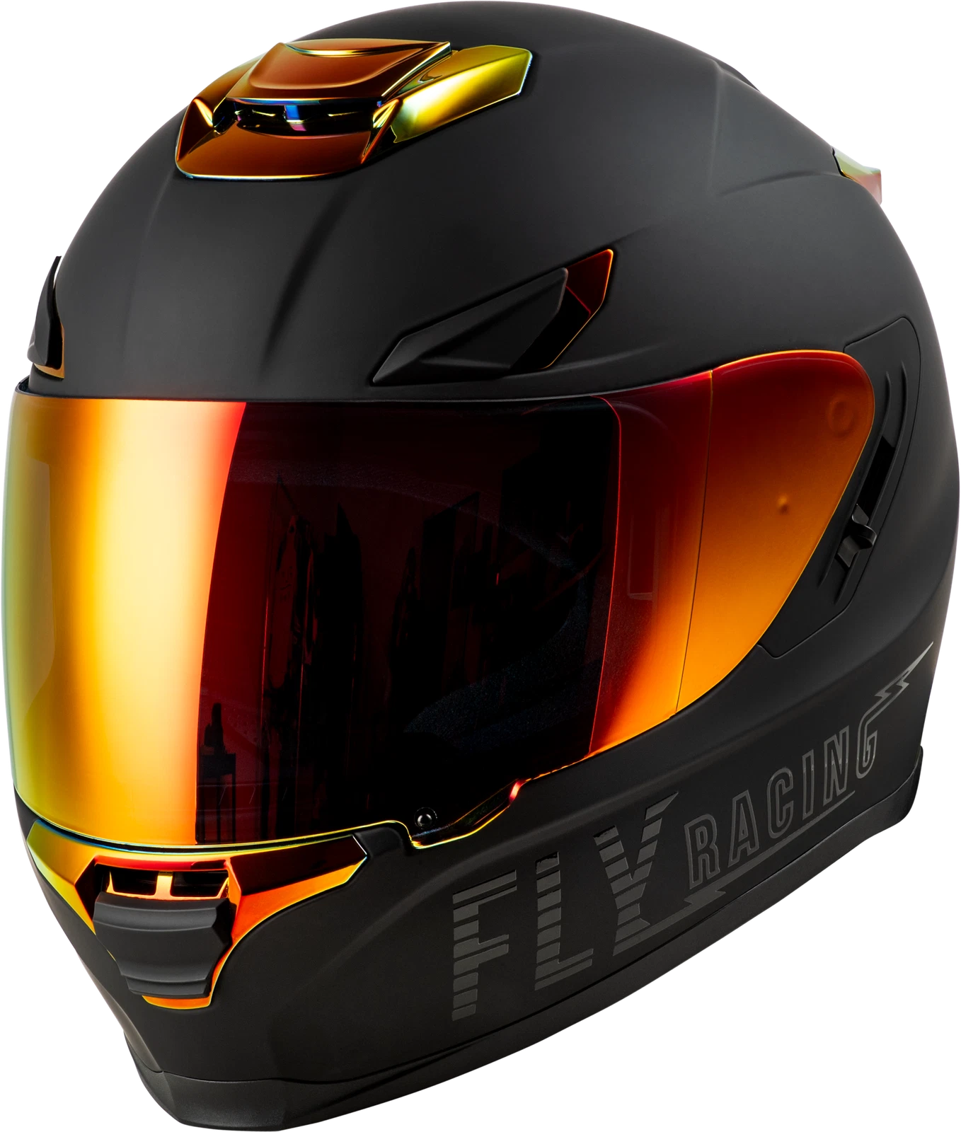 Fly Racing Sentinel Recon Helmet Small Matte Black Fire Chrome Street