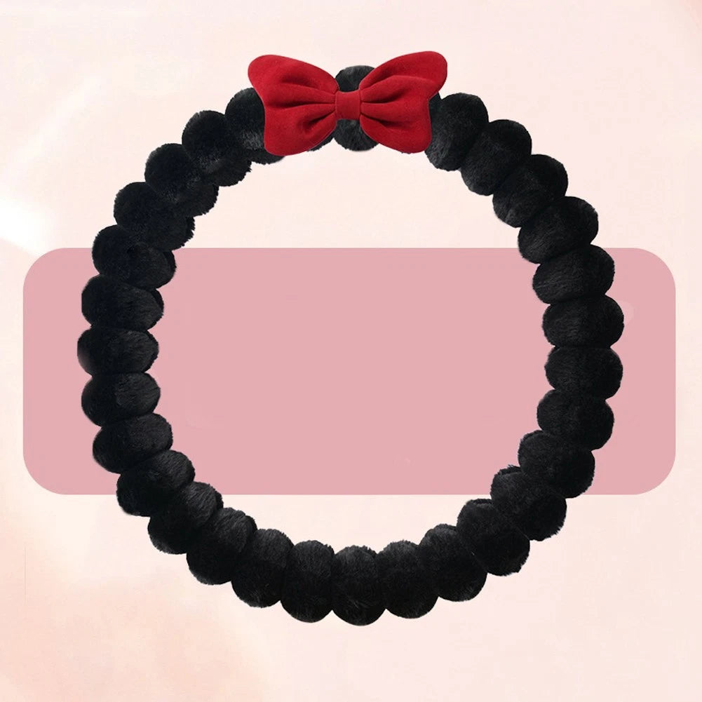 Winter Steering Wheel Cover Soft Bow Design Plush Material For 36cm