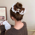 Brown Bow Lace Hair Scrunchie