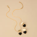 Women's Black Heart Shaped Jewelry Set