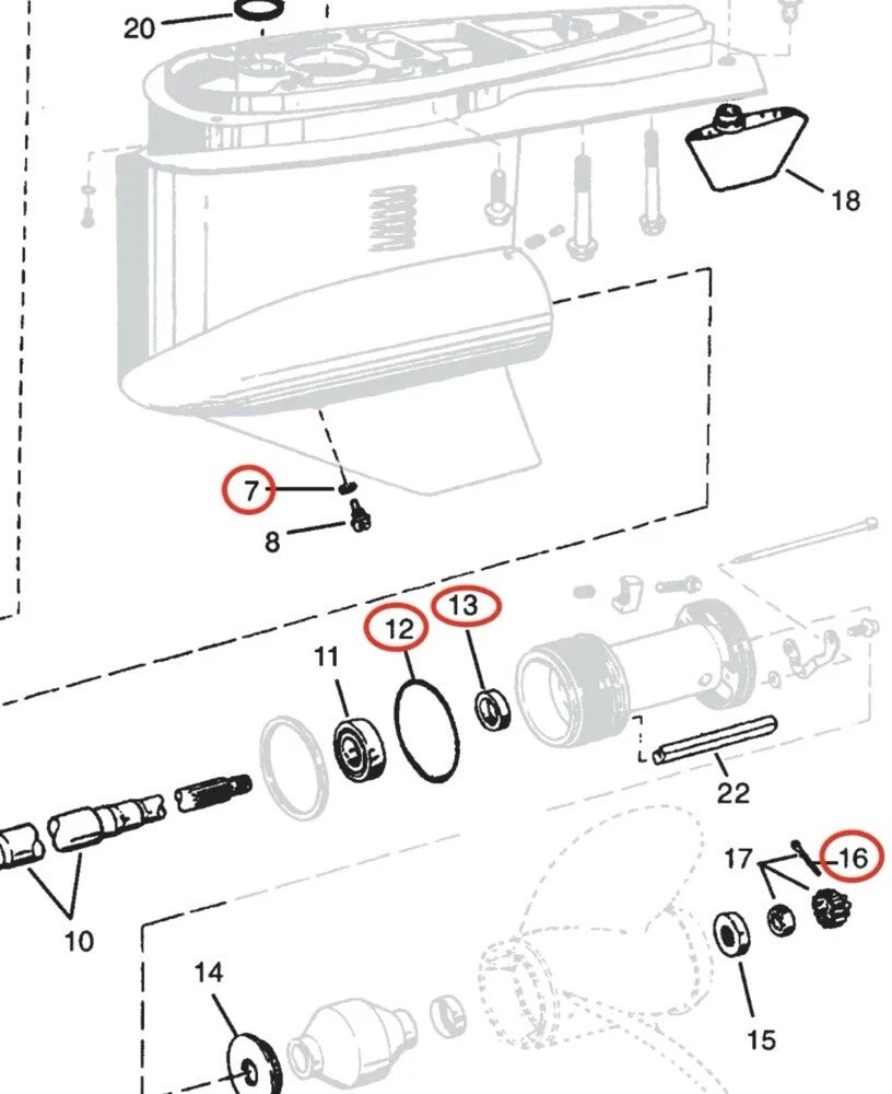 Lower Unit Oil Seal Kit for OMC Cobra/Volvo Penta SX (1990-2000)