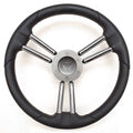 Boat Steering Wheel 14 Inch Black Silver Keyway