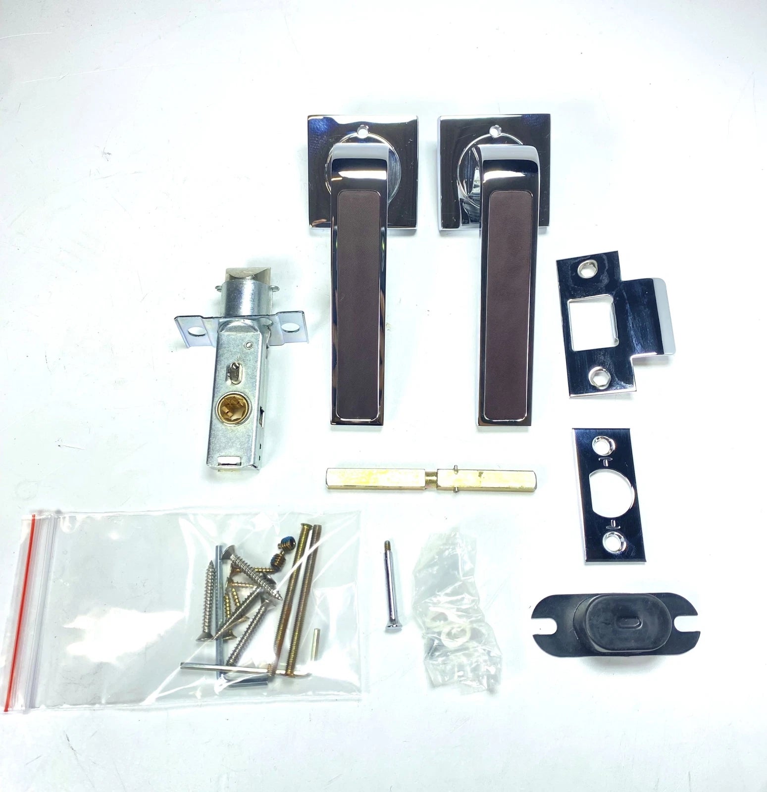 Turning Style Designs R1530 , Chrome, Chocolate Leather, Door Lever