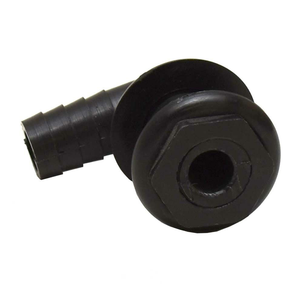 Boat Elbow Thu Hull Connector | 7/8 Inch Black Plastic