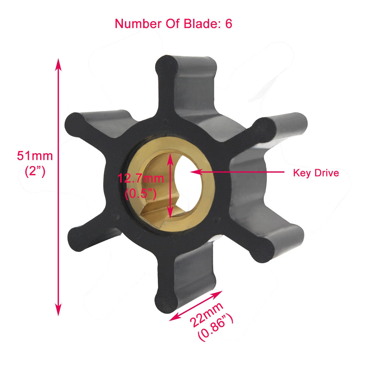 Sea Water Pump Repair Kit for Yanmar Marine 2GMF/3GMF/3GM30F, 70mm OD Gasket