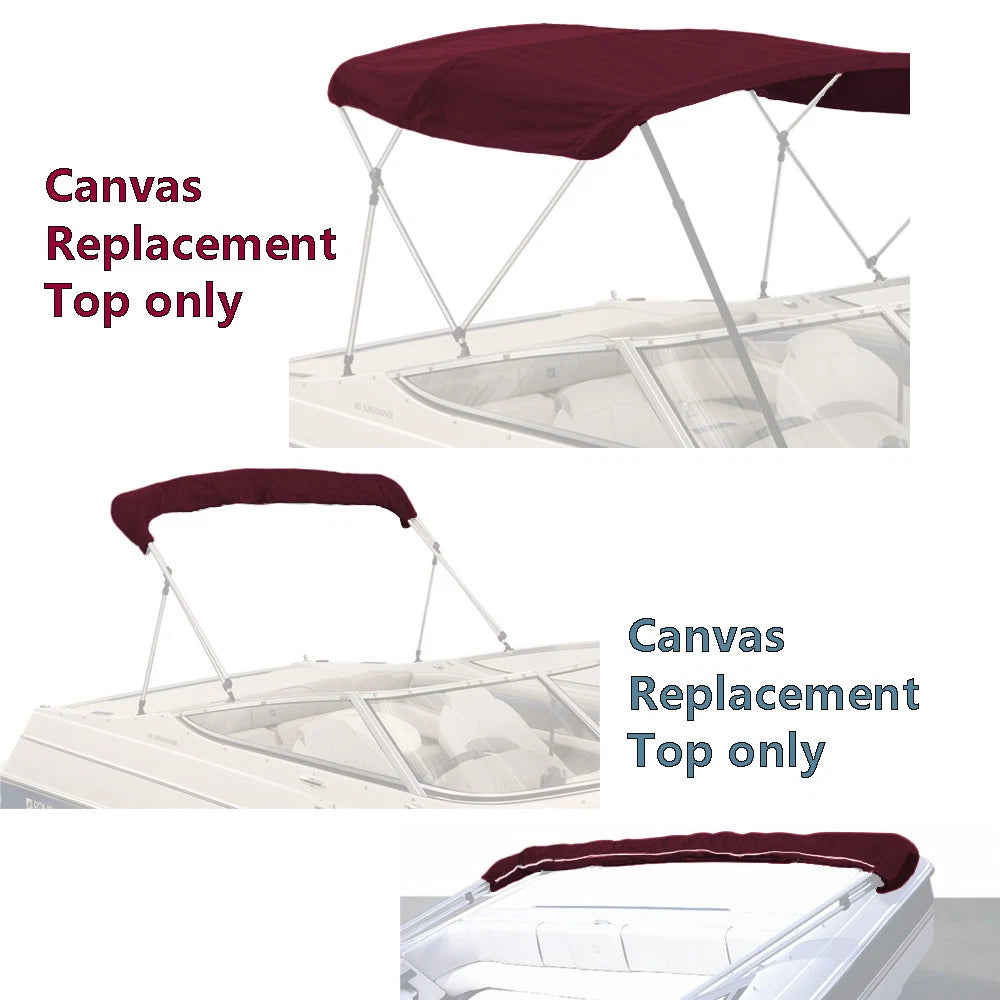 Bimini Top Canvas Fabric Burgundy With Boot Fits 3bow 72"l 36"h