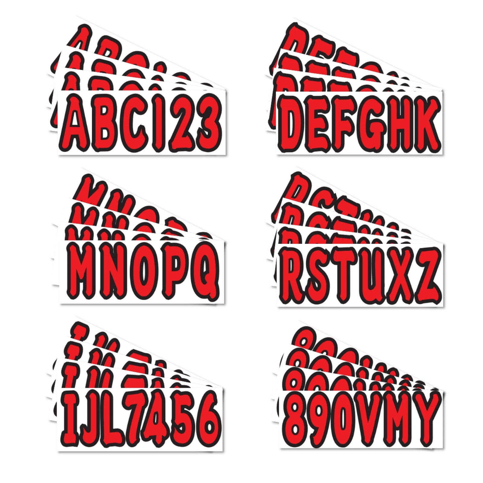 Red Marine Boat Sticker Decals A-z Letters And 0-9 Numbers
