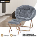 Grey Folding Saucer Moon Chair with Ottoman