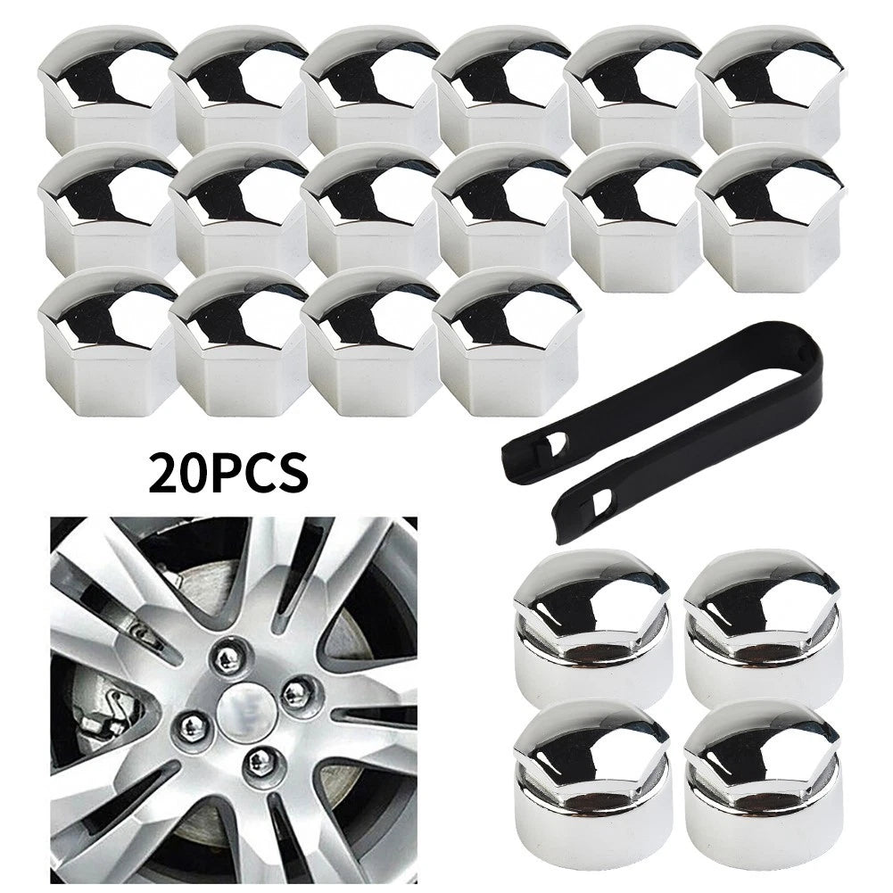 Nut Cap Wheel Bolts 20x 17mm Abs Plastic Chrome Easy To Fit For Any
