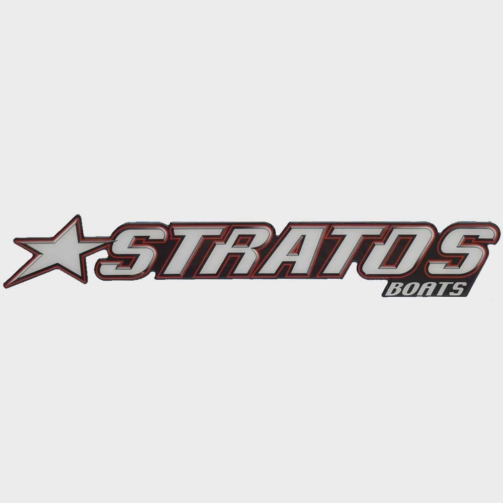 Stratos Boat Raised Emblem Decal Black White Red by Stratos