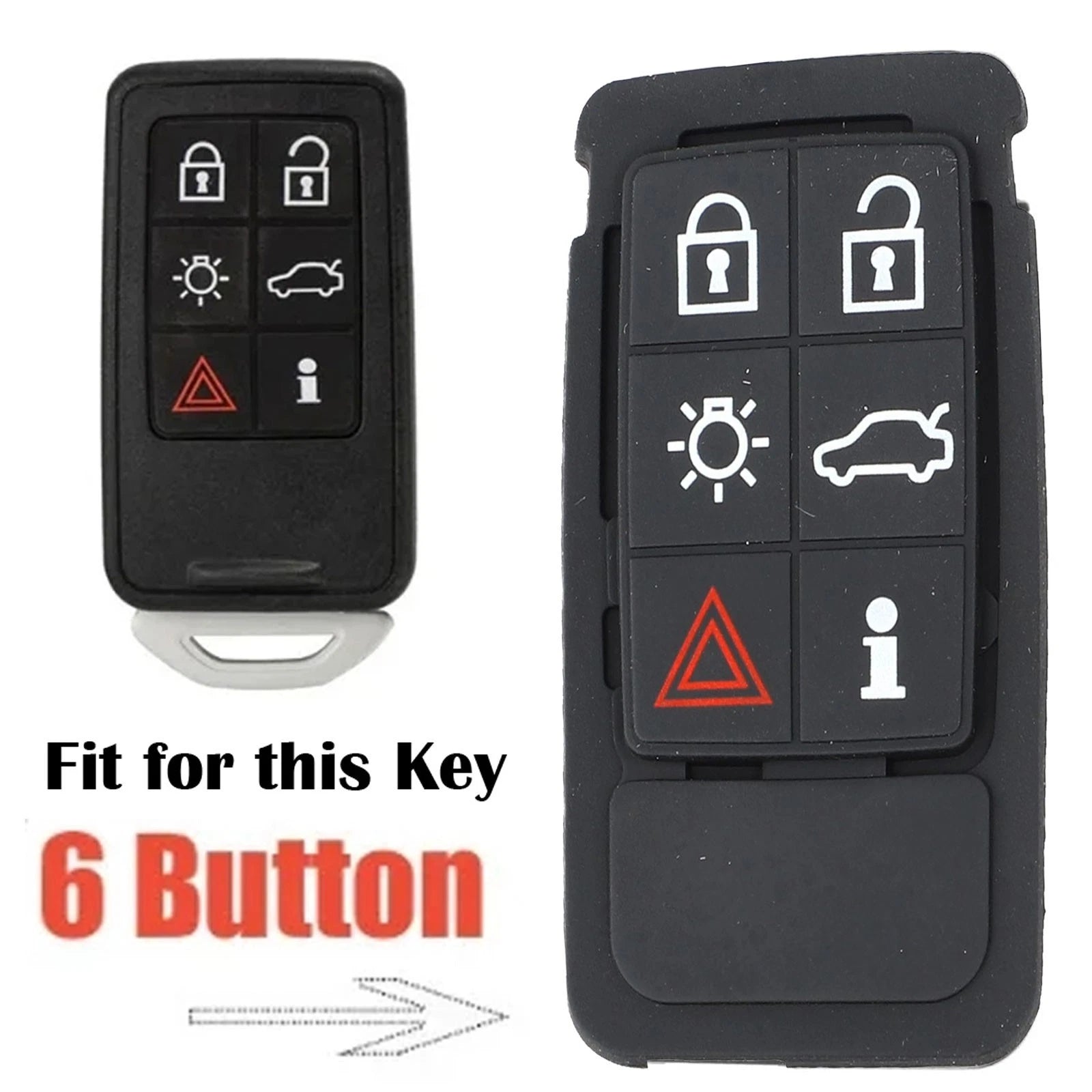For Volvo Xc60 Xc70 V70 S60 S80 Rubber Remote Key Pad 6 Button