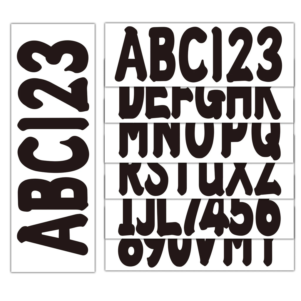 Custom Boat Registration Numbers Decals 4 Sets A-Z & 0-9 - Black