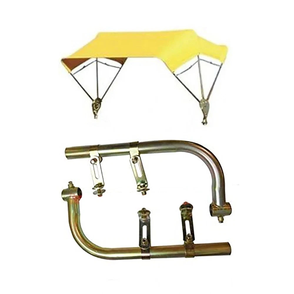 Yellow 3 Bow 48" Tractor Umbrella Buggy Top Complete W/ Fender Mounts