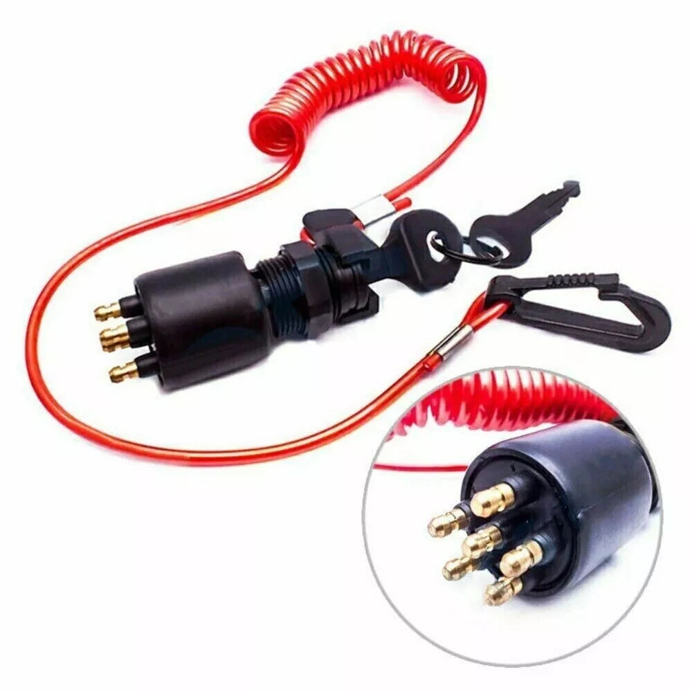 Ignition Switch Key w/Lanyard for Johnson/OMC/Evinrude Boat 40-200HP
