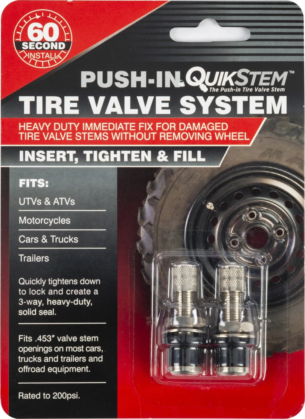 Hardline Quikstem Push-in Tire Valve System For Motorcycle, Atv, Car,