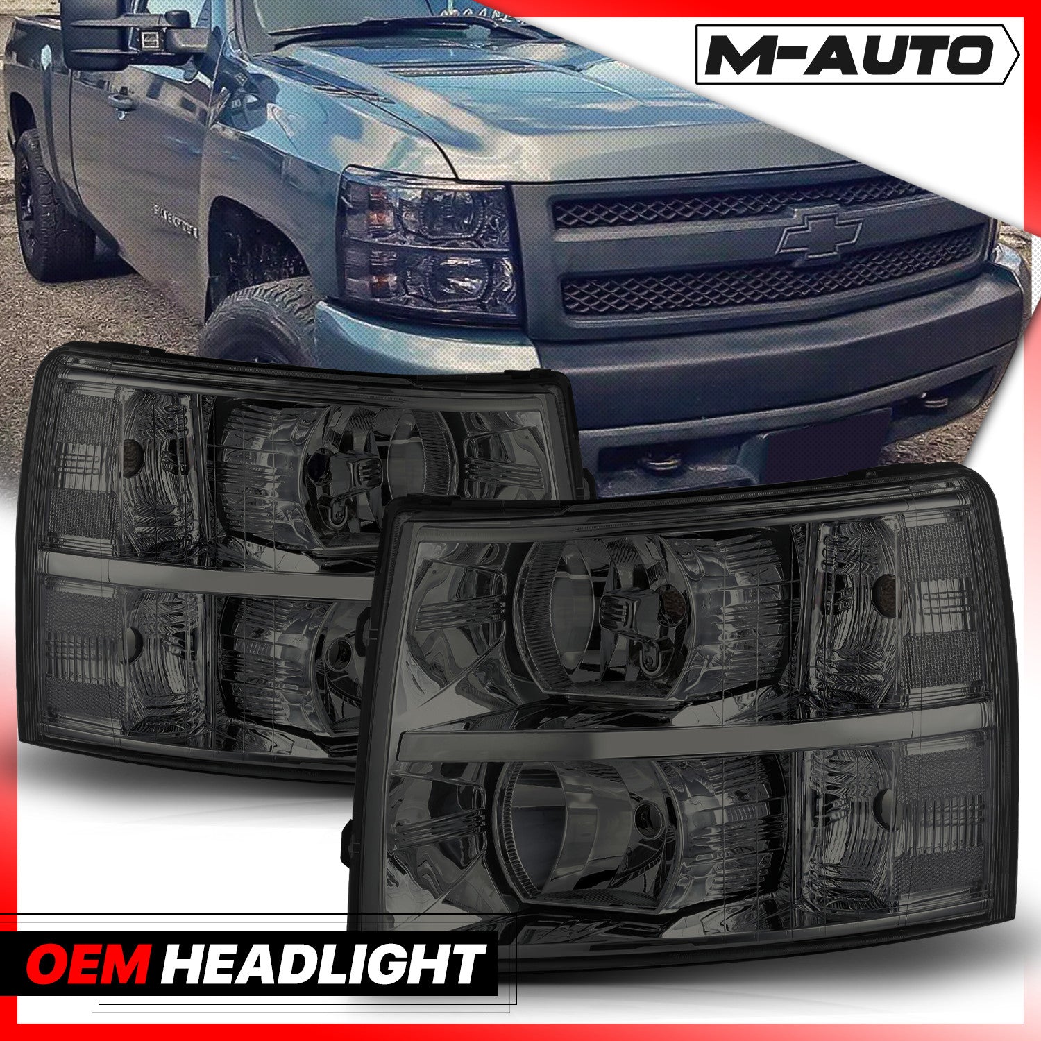 Smoke Transparent Corner Headlight for Silverado