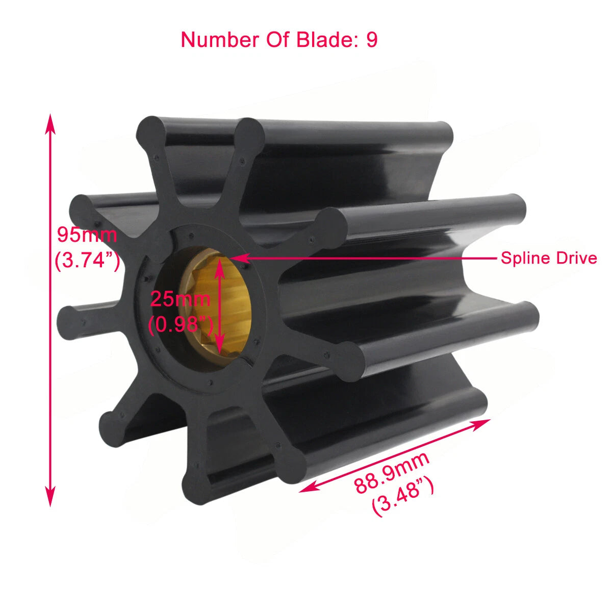 Flexible Impeller For Jabsco 6760-0001 Ancor 50015 Dj Pump 086-0901 9