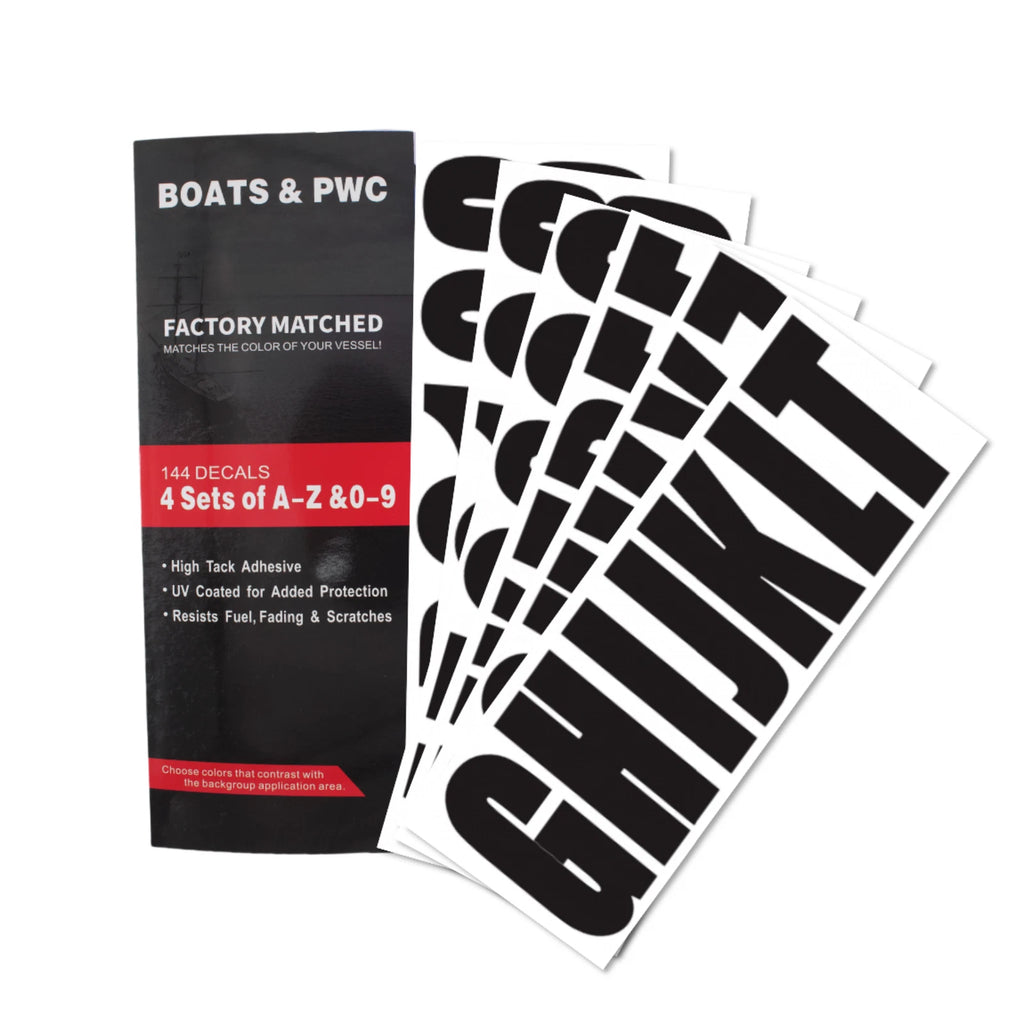 Boat Registration Numbers Decals – Custom A-Z & 0-9