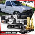 Pair Black Headlight + Bumper Bulbs for Silverado