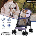 Pet Stroller with Skylight Storage Basket