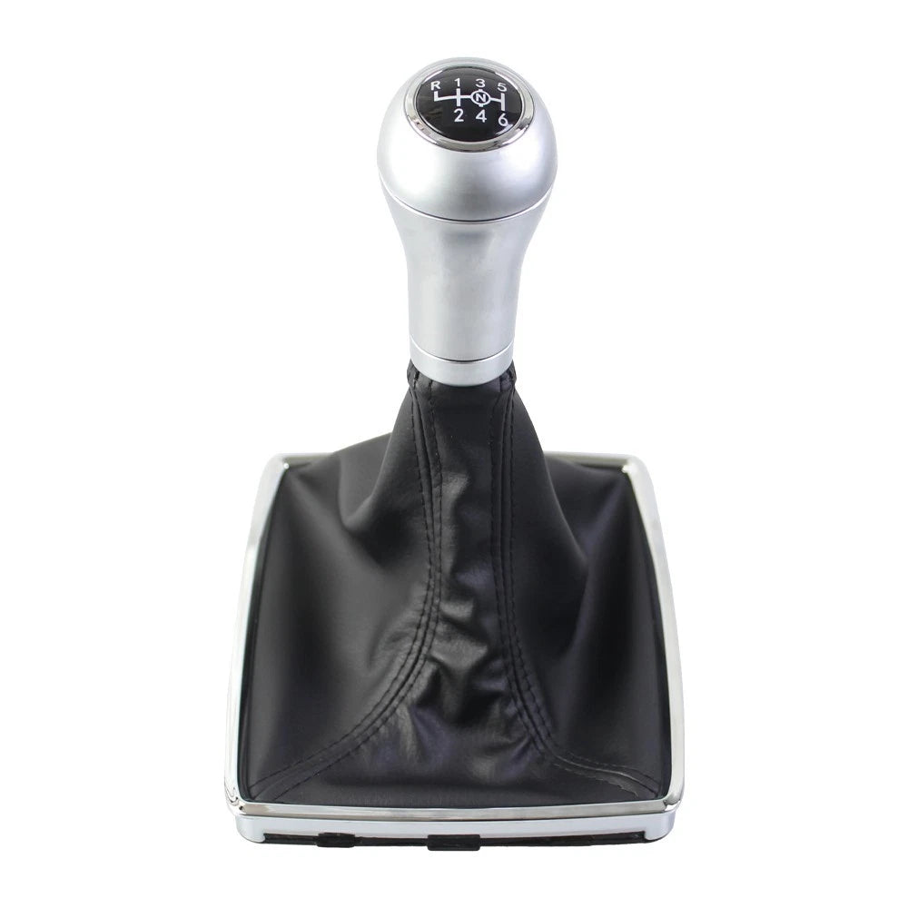 Gear For Shift Knob Precise Alignment Fit Pu Leather Silver Finish