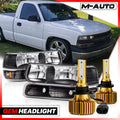 Pair Black Replacement Headlight+Bumper+6500K LED Bulb