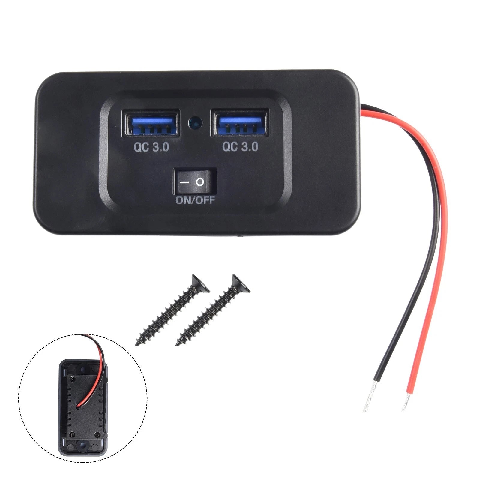 Qc Panel Mount Cars Dustproof Car Fast Charger Dustproof Fast Charging
