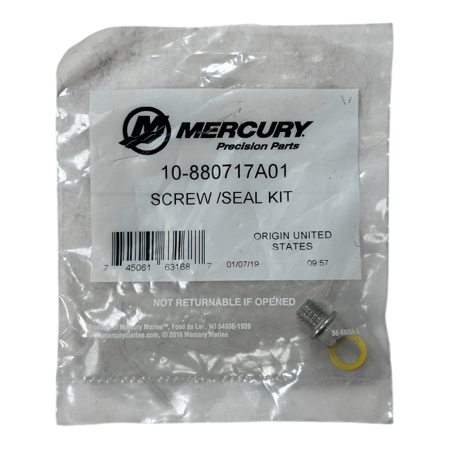 Mercury 10-880717a01, Marine Gear Case Drain Screw | Hook & Hull Co