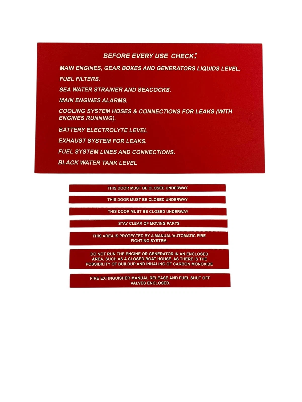 Azimut Yachts Engine Room Red Safety Labels , Set Of 8