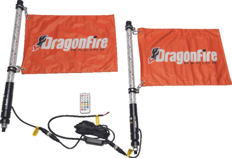 Dragonfire Racing 2ft Spiral Led Whip- Clear- Sold In Pairs