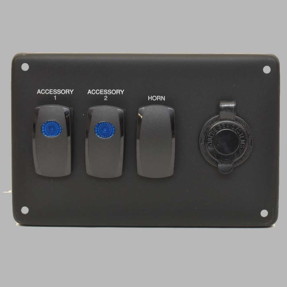 Boat Horn Switch Panel 7 x 4 1/2 Inch Black by Bryant